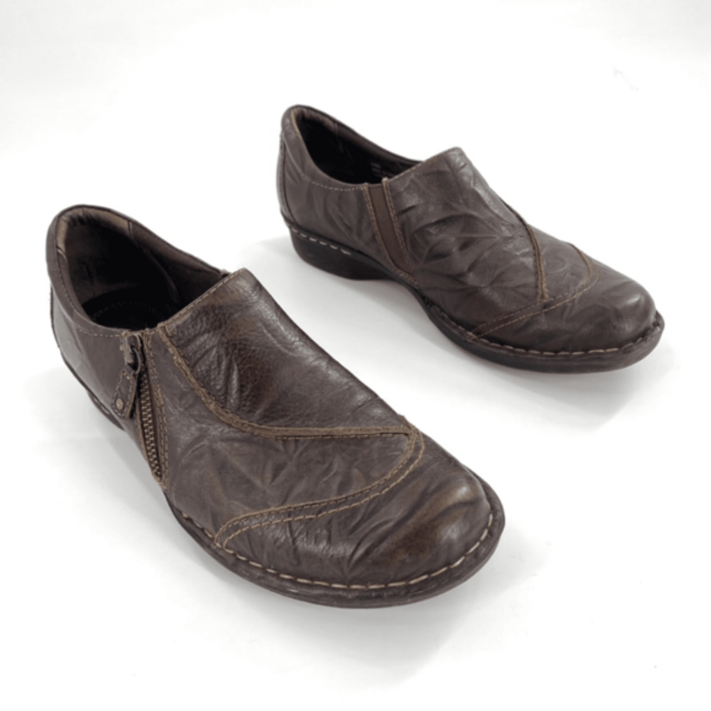 Clarks Bendables Whistle Max Comfort Shoes Loafers Womens Sz 8.5‎ Brown Leather